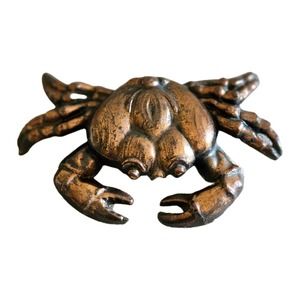 VTG Metal Crab Paperweight Figure Copper Color Nautical Crustacean Ocean Decor